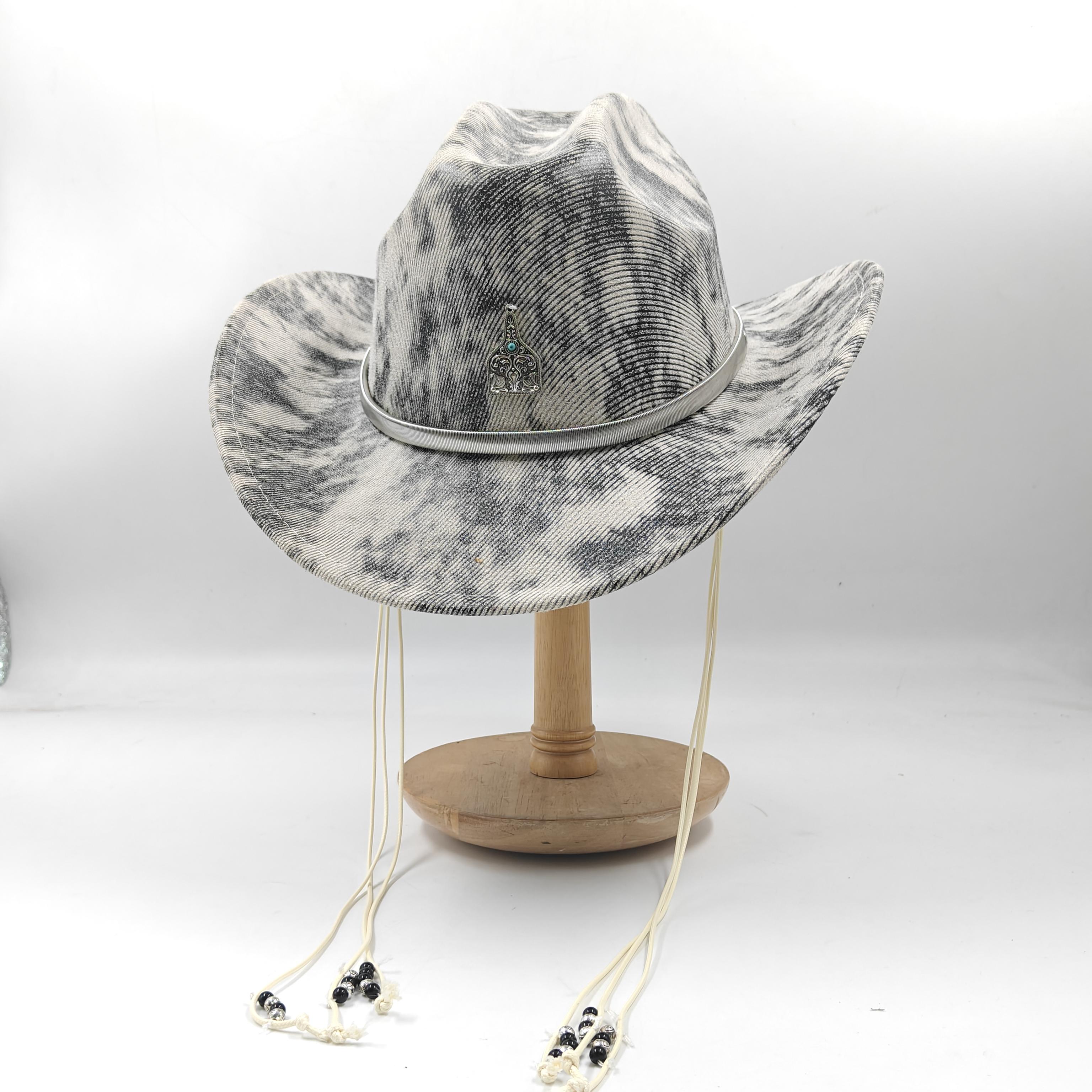 Tassel Denim Hat Cowboy hat 9.5 cm western cowboy fedora men and women s Panama fashion travel party hat warm cowboy hat 56-58cm