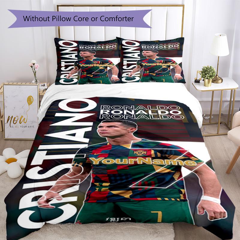Cristiano Ronaldo 5 Customize Your Name Bedding Set Breathable Duvet Cover with Pillowcases Home Decoration Birthday Gift