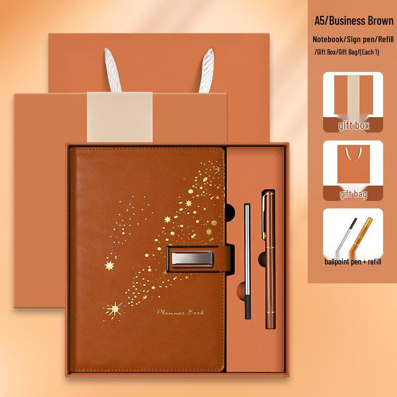 Set de regalo de cuaderno Star Double Line 2026: Libro de registro de reuniones de negocios y oficina de mayor grosor