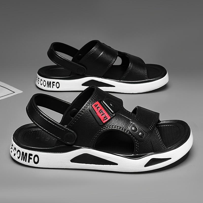 Sandale pentru bărbați, de culoare uni, cu vârf deschis, respirabile, comode, antiderapante, durabile, EVA, anti-miros, papuci de vară pentru mers pe plajă