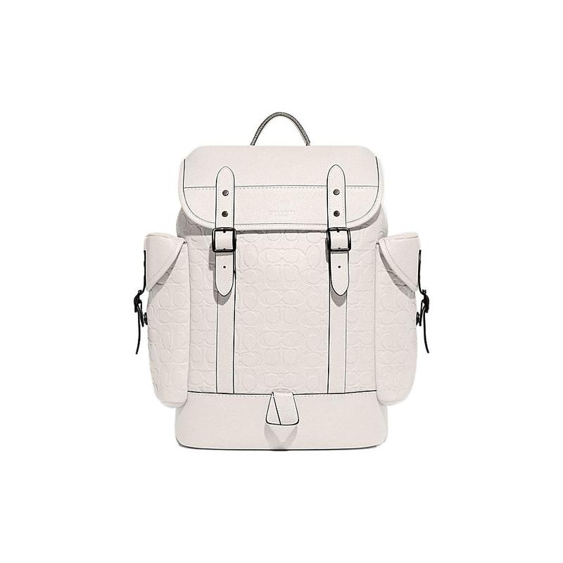 

COACH Hitch 31 logo embossed drawstring buckle closure cow leather school bag backpack backpack large size women s white білий