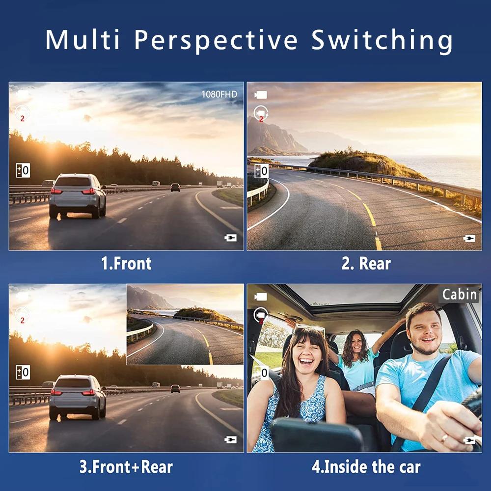 Wifi 2/3 Kamera Samochodowa DVR Dash Cam FHD 1080P 3 Kanały Obiektyw Kamera Samochodowa Wnętrze Dashcam Rejestrator Wideo Black Box Super Night Vision