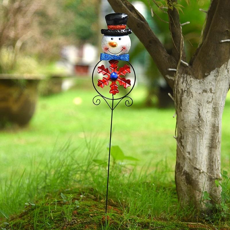 Christmas Metal Stake with Windmill Snowman Santa Garden Decor for Outdoor Decorations Yard Lawn Pathway Driveway Sign