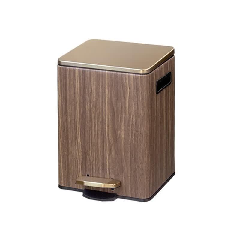 Light Luxury 9L Wood Grain Foot Pedal Trash Can