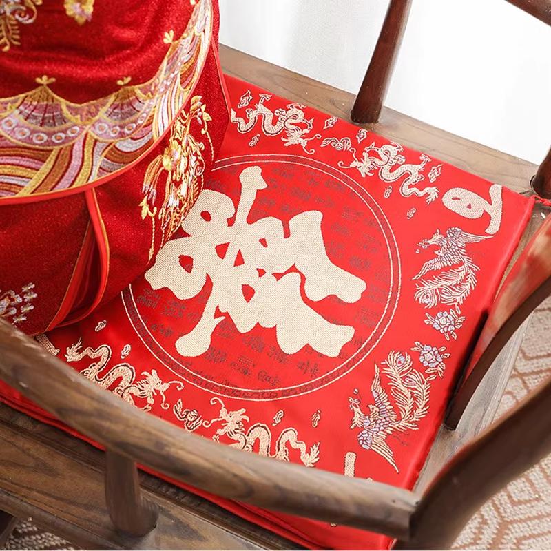 42cm 2 peças Cerimônia do Chá de Casamento Chinês Vermelho Dupla Felicidade Dragão Fênix Almofada de Joelhos Decoração de Casa Presentes de Casamento