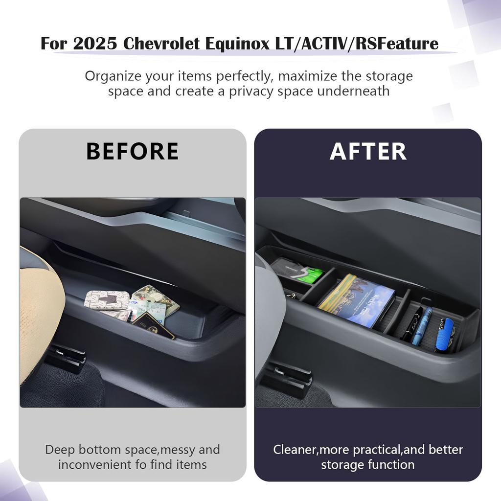 For Chevrolet Equinox (LT/ACTIV/RS) 2025 Center Console Organizer Tray Armrest Box Storage Interior Car Storage Tray Accessories