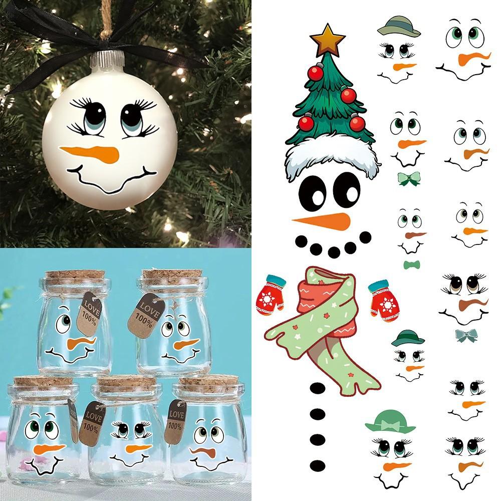 Wall Sticker Christmas Wall Sticker Emoji Sticker Cute Cartoon Snowman Refrigerator Sticker Window Sticker Cup Sticker Wallpaper