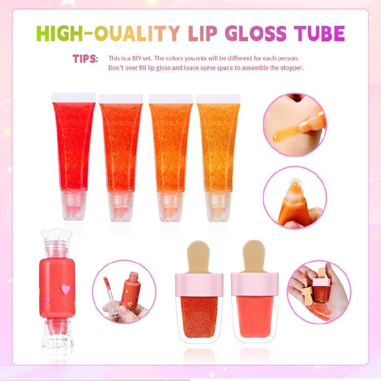 Handcraft Lip Gloss Kits Set with Accessories for Girl and Tweens Moisturizing Glitters Lip Kits for Creative Project