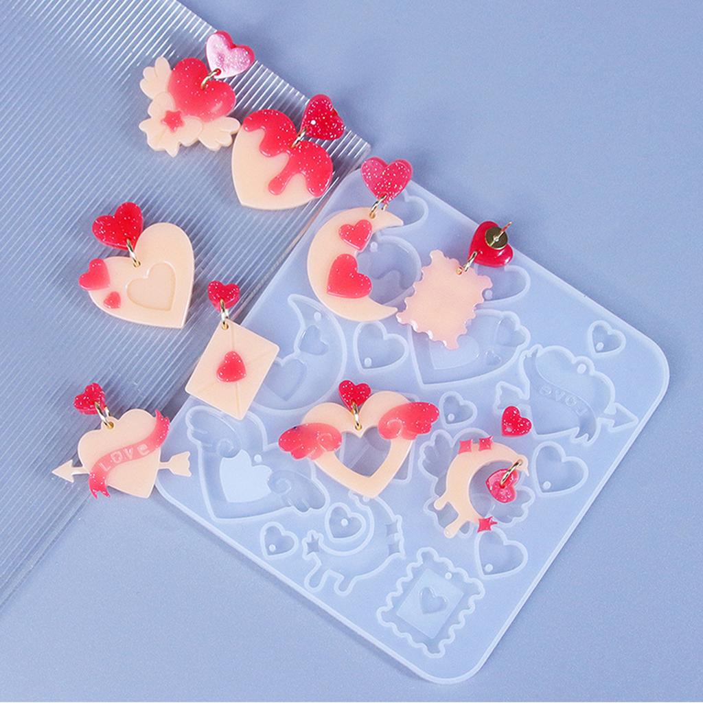 2pcs Heart Series Silicone Molds For Earrings Crafting Durable And Easy Release Ideal For Resin Jewelry Making