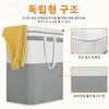 1pc Grey Large Capacity Waterproof Cotton Linen Dirty Clothes Basket Simplified Clothes  Storage Box Foldable Storage Bag