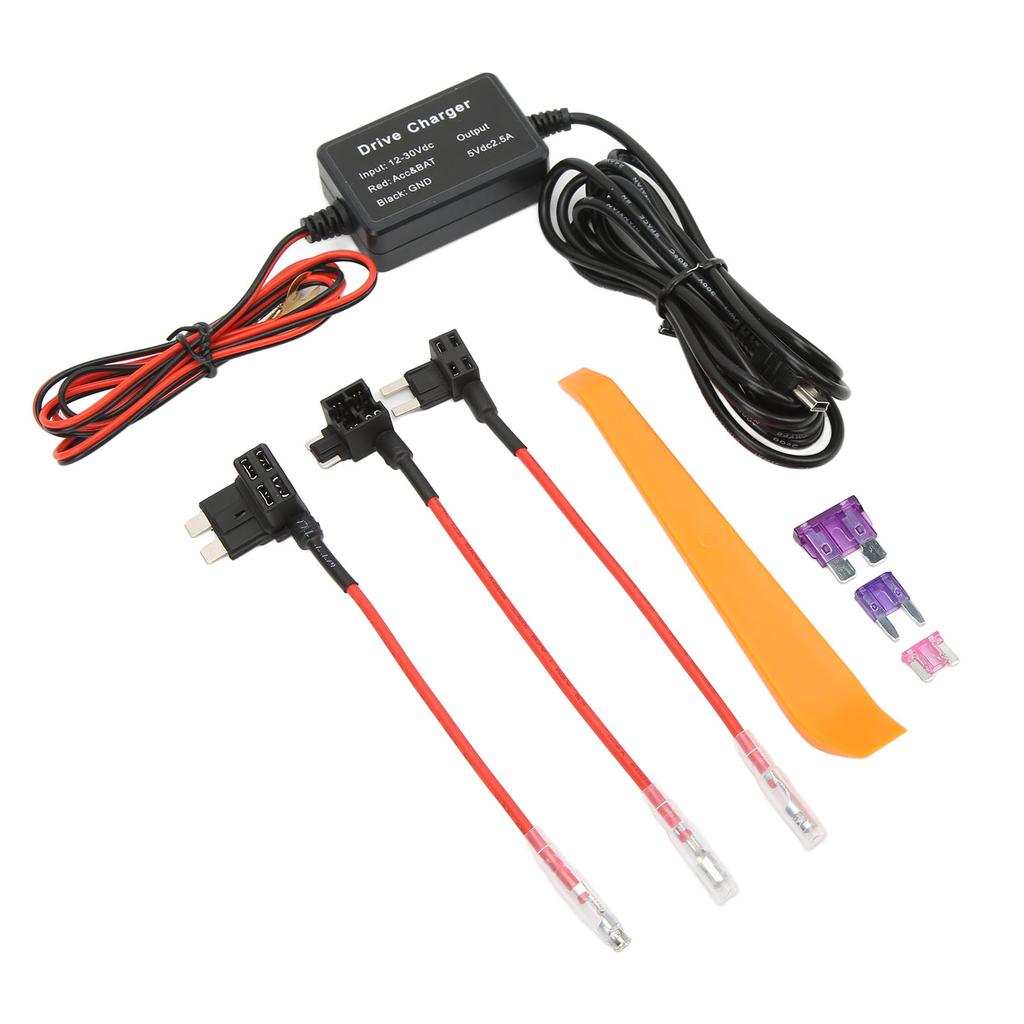 Dash Cam Hardwire Kit MINI USB Adapter High Security 12V‑30V To 5V Widely for Mirror Cam GPS Navigator Radar Detector