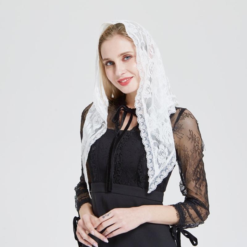 Triangle Scarfs for Summer Triangle Shawl with Floral Pattern for Ladies Mother Church Funerals Pray Sunproof Supplies