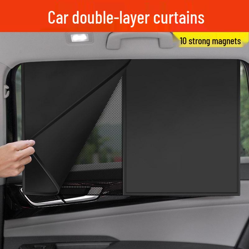 Magnetic Car Window Sunshade & Mosquito Net - Heat Insulation, Privacy & Sun Protection