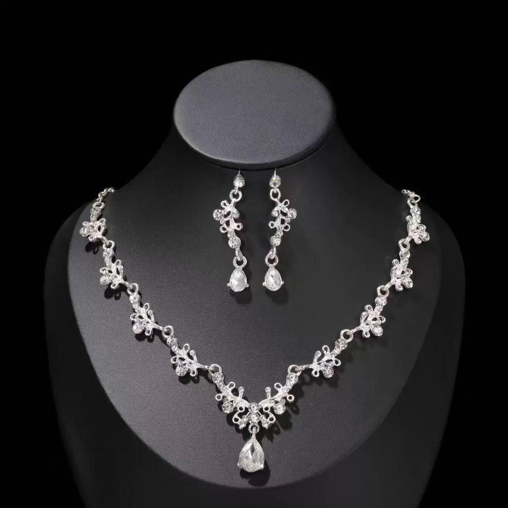 Elegantní mezikontinentální svatební souprava náhrdelníku a náušnic s kamínky