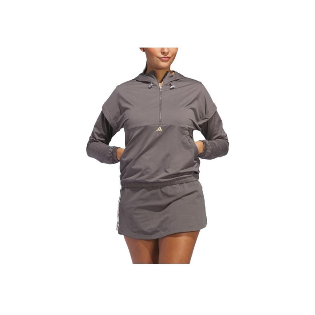 Adidas Logo Hooded Long Sleeve Jacket Women jackets Gray IP4208