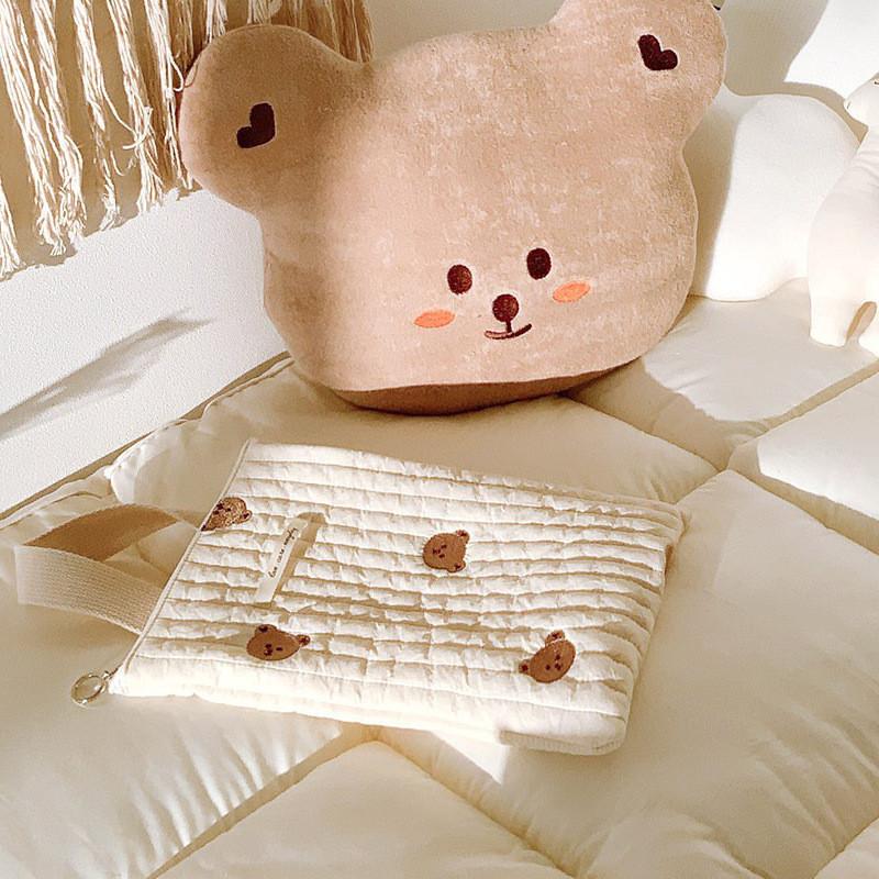 Quilted Mommy Bag Diaper Nappy Bag Baby Stuff Organizer Mini Handbags Caddy Storage Bag for Mom Cute Bear Babies Accessories