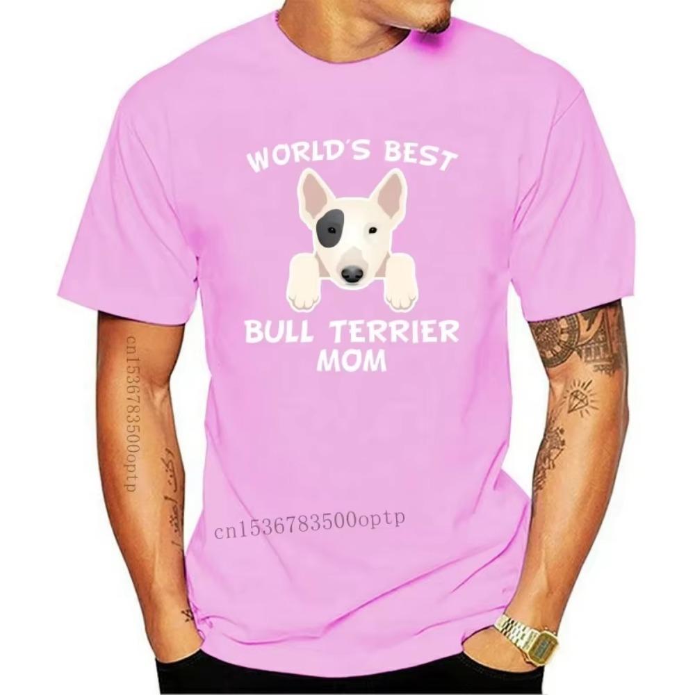 New Bull Terrier Mom Shirt - World'S Best Bull Terrier Mom Dog Owner T-Shirt Round Neck Tee Shirt