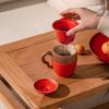 Edenus Dragon Master Ceramic Office Tea Cup with Vermilion Glaze