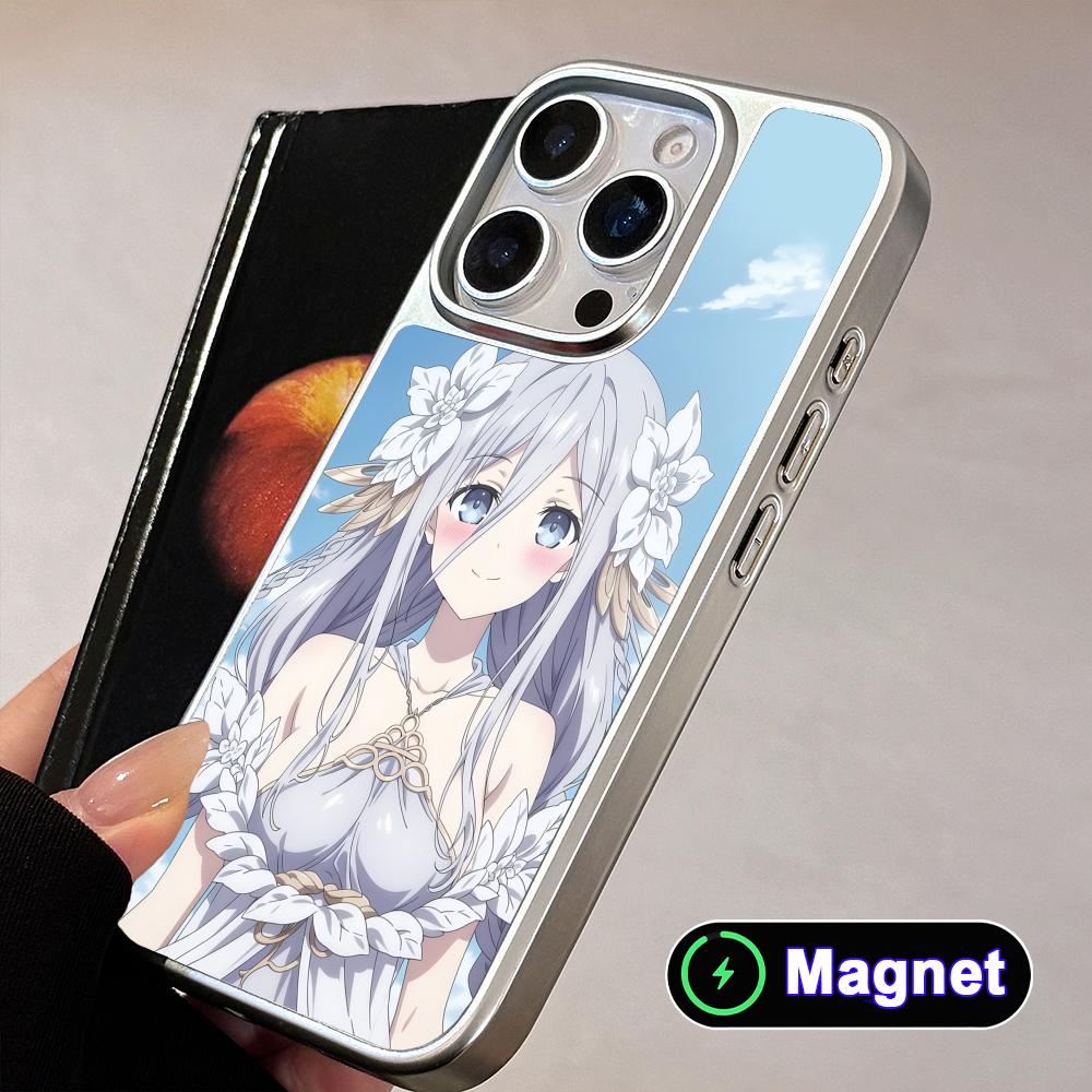 Date a Live Mio Takamiya Silver Plating Magsafe Mobile Phone Case for iPhone 17 16 15 14 13 12 11 Air Pro Max Plus Colorful