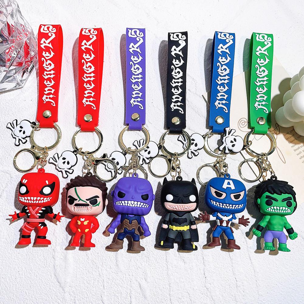 Unique Superhero Keychain Dark Version Featuring Captain America Hulk Batman Iron Man