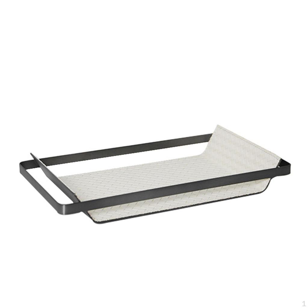 Tray with Leather Liner Rectangular Valet LowProfile for Home Stylists, Professionals, Coffee