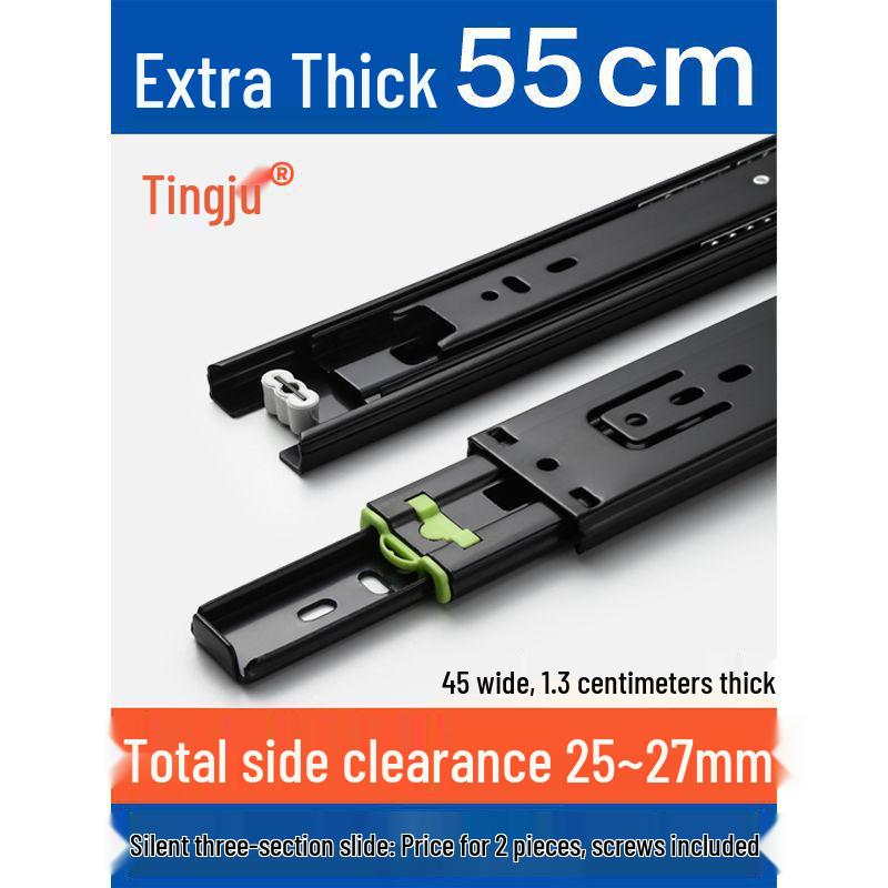 Silent Extra Thick Stainless Steel Drawer Slides with Rebound Damping