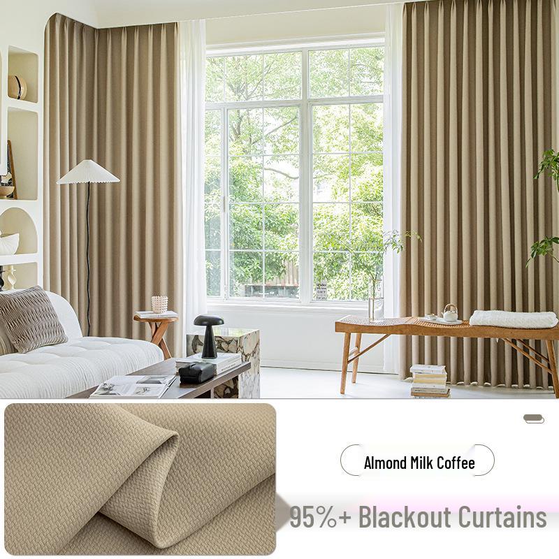 2025 Dual-Sided Blackout Curtains - Rice Grain & Pea Cotton for Living Room, Bedroom, Balcony
