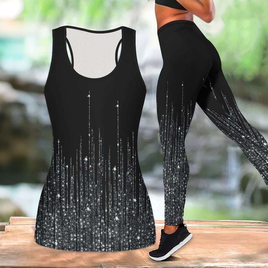 Retro Flower Printed Yoga Outfit for Women Fashion Workout Leggings Fitness Sports Casual Yoga Set Sports Suit