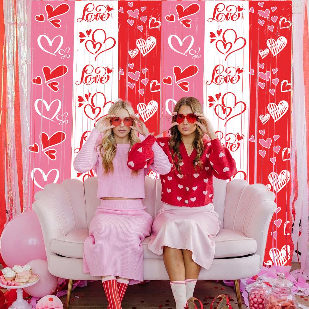 1-10PCS Romantic Valentine's Party Rain Curtain Decor Couples Party Fringe Curtain Wedding Room Heart Home Decoration