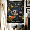 Name Custom Cartoon Coraline Wall Tapestry Aesthetic Wall Hanging Printed Fabric Blanket Decorative Tapestries for Bedroom Living Room Home Decor