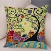 Colorful Cartoon Retro Rural Color Printed Pattern Home Cushion Cover Living Room Sofa Bedroom Decoration Pillowcase