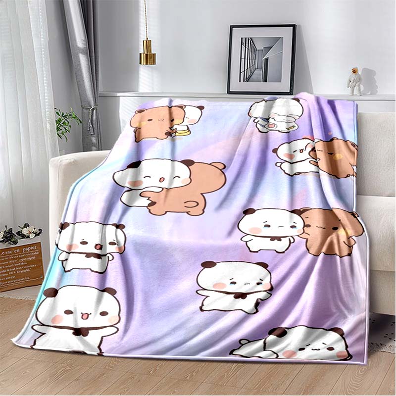 Cute Bubu and Dudu Series Blanket Cartoon Print Kids Warm Flannel Soft Comfortable Home Travel Blanket Bed Blanket Birthday Gift