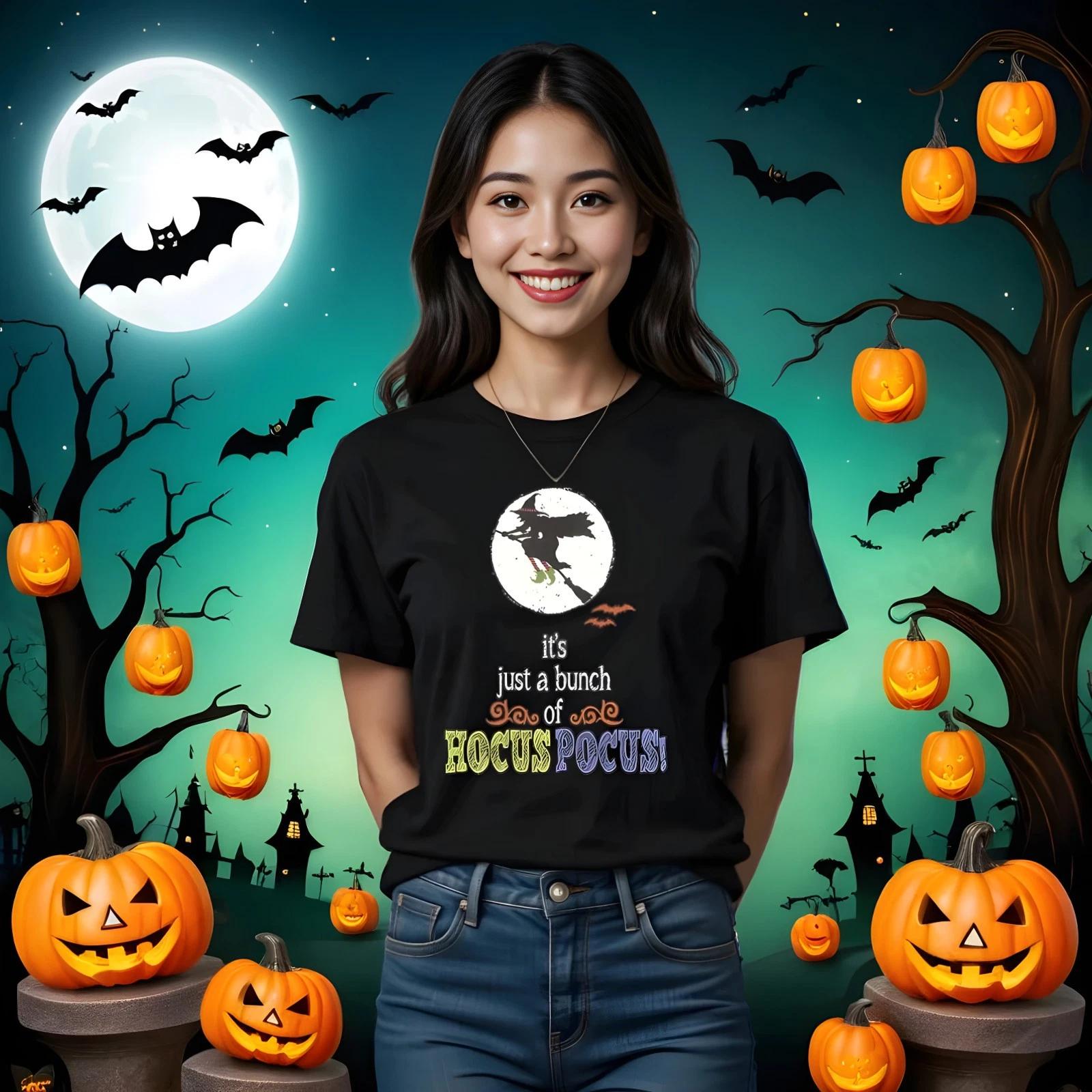 Halloween T-Shirt Unisex Funny Scary Pumpkin Skeleton Costume Bunch Hocus Pocus 4XL
