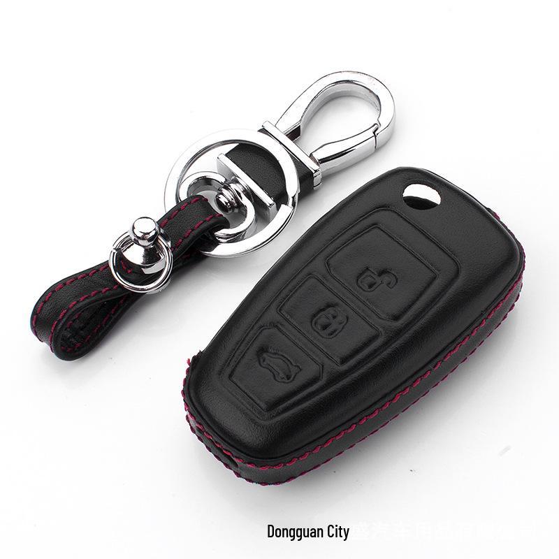 4D Leather Key Case for Ford Models: Kuga, Ecosport, Focus, Escort, Mondeo, Tourneo, Transit