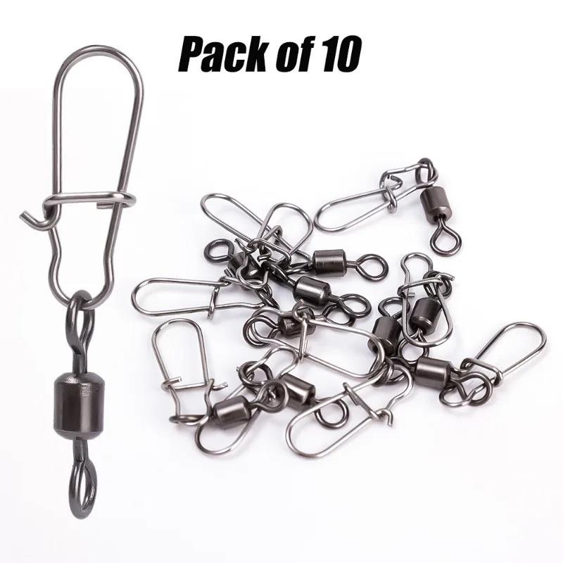 10/50PCS Fishing Connector Pin Bearing Rolling Swivel Stainless Steel Snap Fishhook Lure Swivels Fishing Tackle Accessories