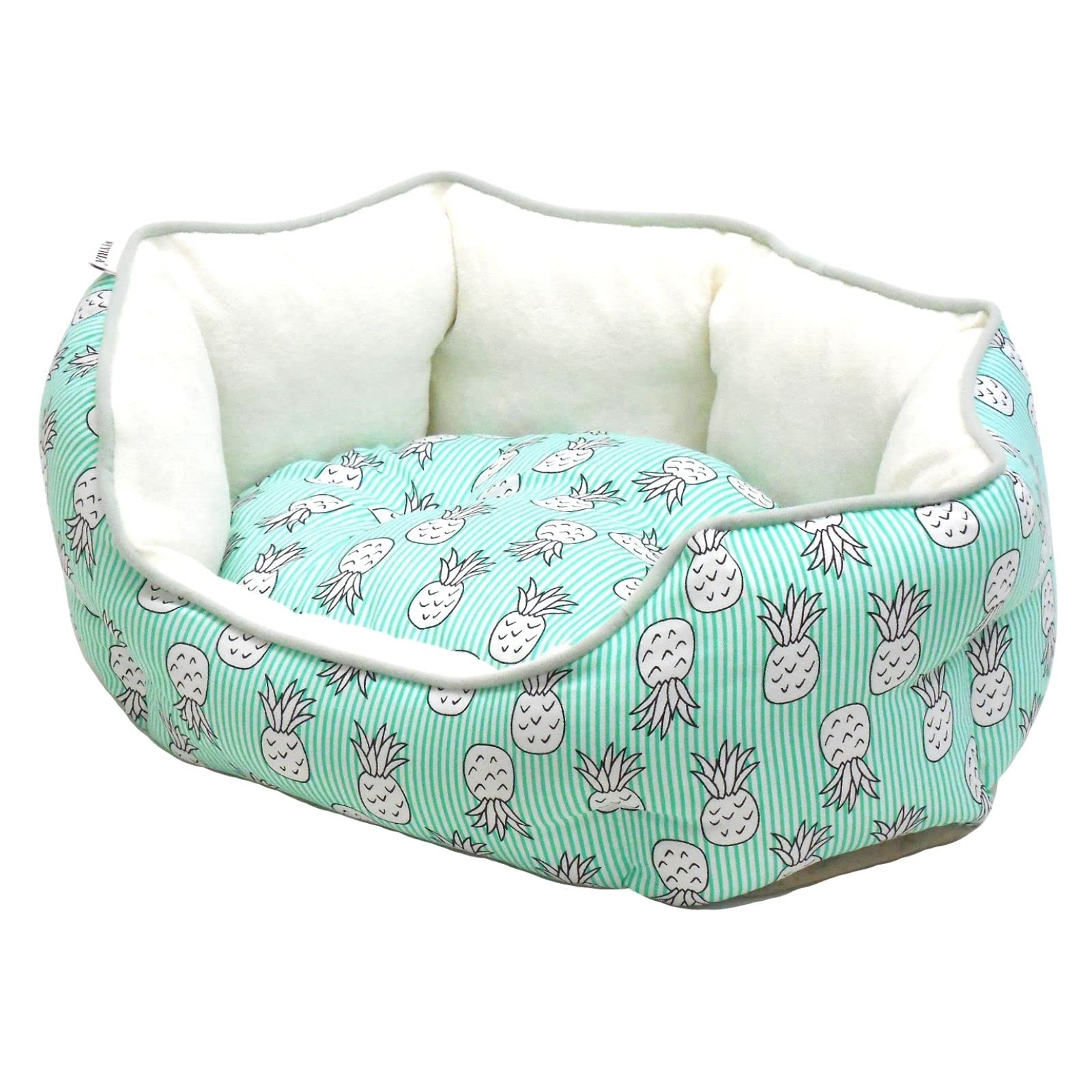 

STYRIA Pile Pine Circle Pet Bed for Dogs and Cooling Reversible Cats, Spring/Summer, Washable, Cute, Stylish, Towel, Fluffy, Round, (M, Green) зелёный