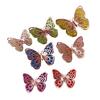 6 Pcs 3D Butterfly Wall Stickers Double-Layer Wing Butterfly Wall Art Glitter Sequined Removable Hollow Mural Decals for Birthday Cake Decoration
