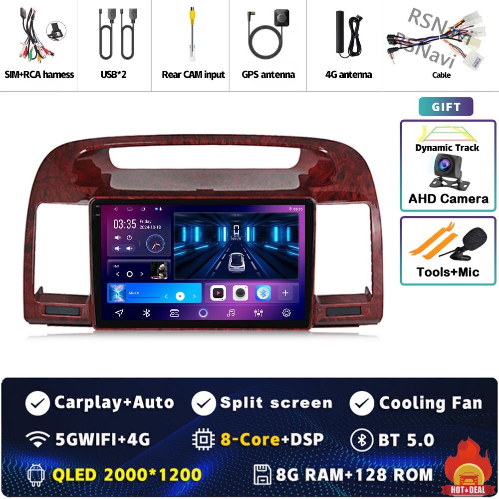 Android 14 Carplay Car Radio For Toyota Camry 5 XV 30 2001 2002 - 2006 Multimedia Video Player Navigation GPS Stereo 2Din DVD BT
