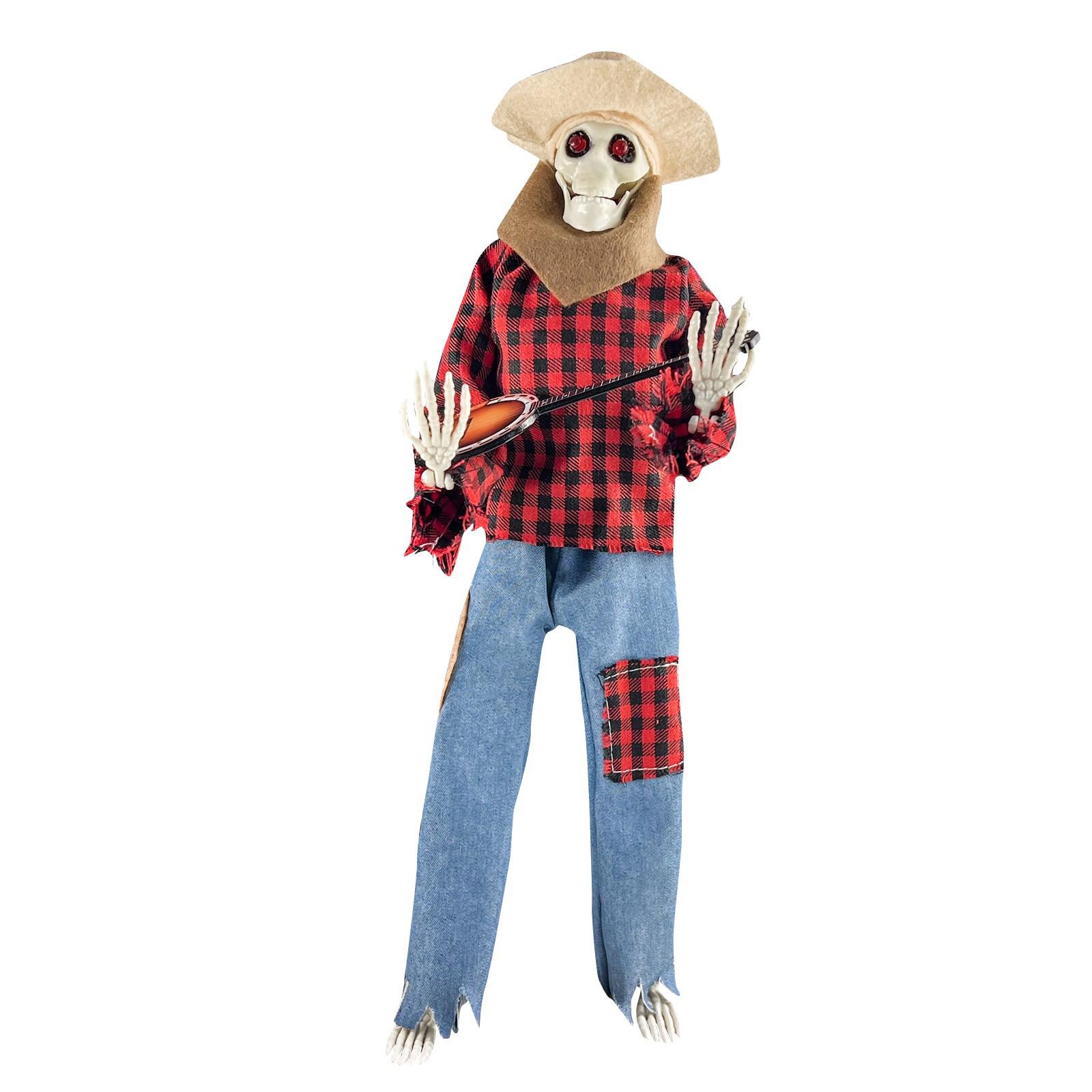 

Halloween Fun Skull Playing Guitar Luminous Ornament Room Decor Farmhouse Skeleton Sculpture Christmas Decoration Gift 2025 One Size