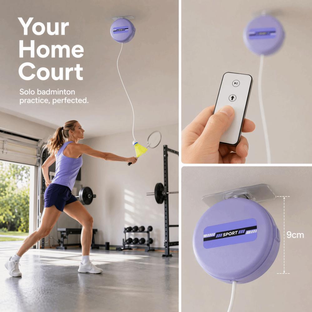 8pcs Height Adjustable Badminton Rebound Trainer Snap Button Badminton Training Aid  Home Practice