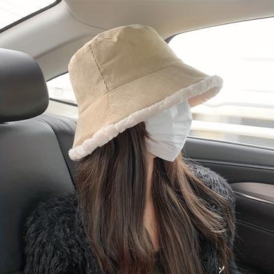 Fashion Autumn and Winter Big Brimmed Bucket Hat Warm and Thickened Fisherman Cap Windproof Panama Basin Cap