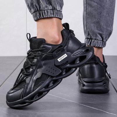 Paar-Freizeitschuhe für Damen, schwarze Mesh-Plateau-Turnschuhe, Herren-Sportschuhe mit Schnürung und hohler Sohle