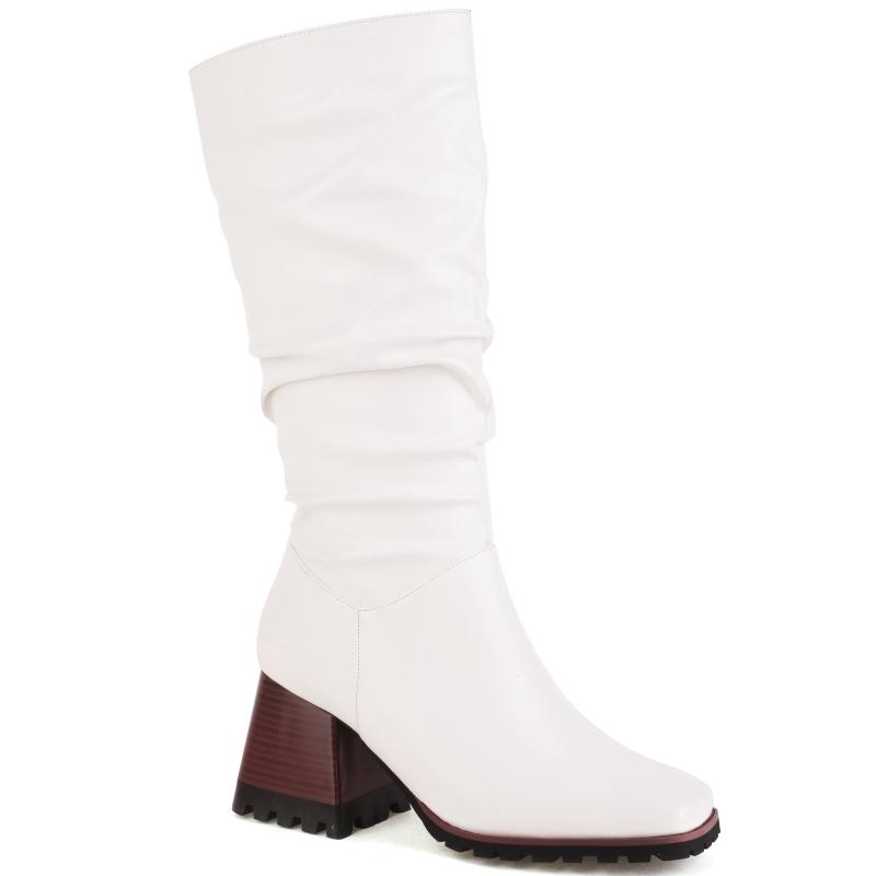 

Fashion Knee High Boots Women Autumn Winter Warm Long Boots Female Black White Heels Riding Boot Footwear Shoes Comfortable 39 білий