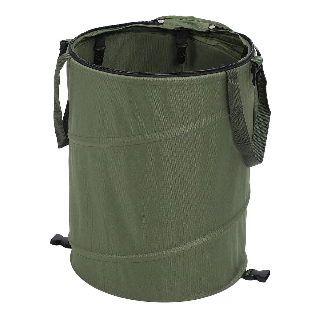 24 Gallons Garden Trash Can with Zippered Lid Oxford Cloth Large Capacity Foldable Portable Outdoor Garbage Container for Picnic