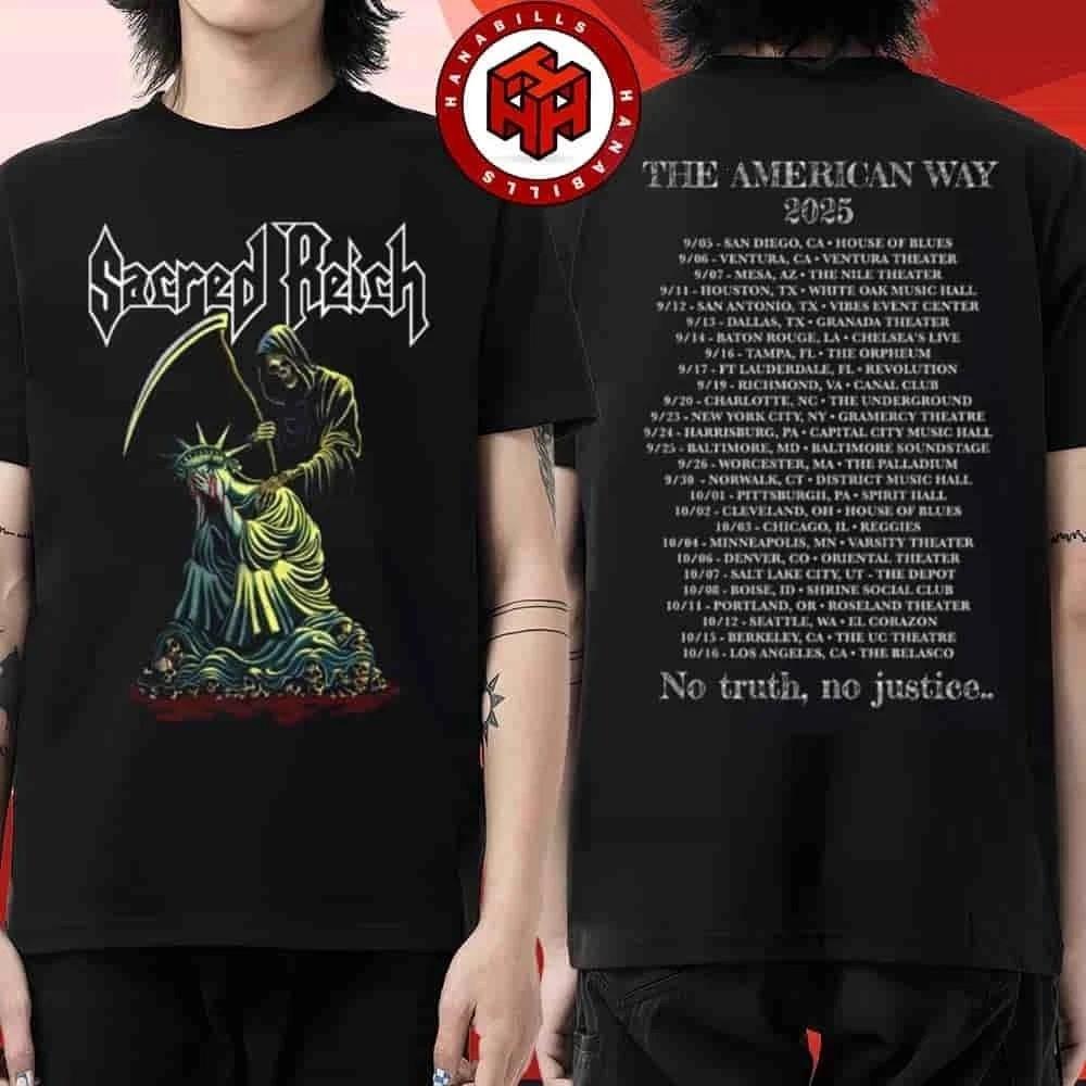 Sacred Reich The American Way 2026 Tour Dates List 2026 No Truth T-Shirt S-3XL
