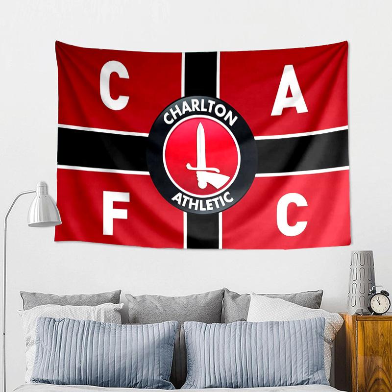 Charlton FC Wappen Wandteppich, Einzigartiger Design Wandteppich, Wanddekoration für Schlafzimmer, Wohnzimmer, Spielzimmer, Herzliche Fan-Feiertagsgeschenke