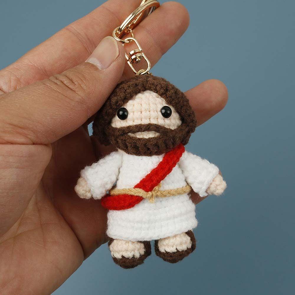Handgefertigte Häkel-Schlüsselanhänger Hängende Dekoration Gestrickte Puppe Geschenk für Freunde Gestrickte Blumen Rucksack