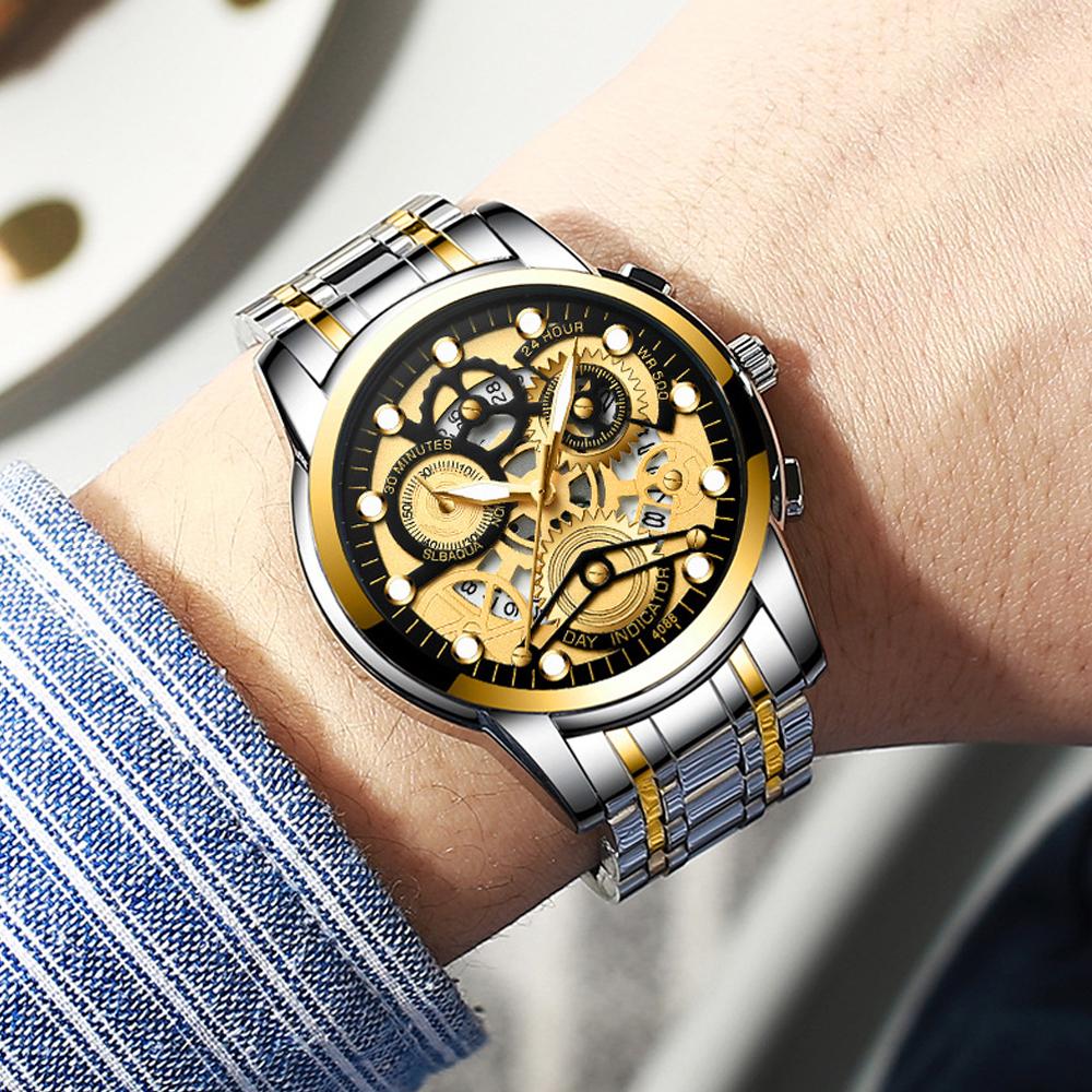 Men Sports Watch Business Calendar Wristwatch Waterproof Hollow Out Quartz Watch