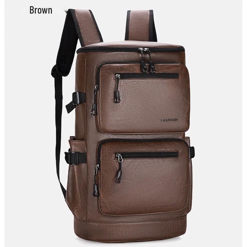 Мужской дорожный рюкзак из ПУ-кожи большой вместимости для ноутбука One Size