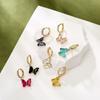 HECHENG,Crystal Butterfly Earrings, Small Hoop Earrings Sweet Drop Earring For Woman, High Quality Zircon Wholesale